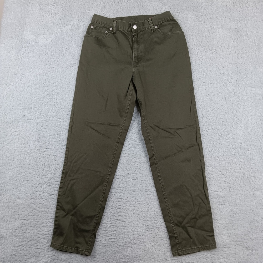 Levis 550 Relaxed Fit Pants Womens 12 Olive Green High Rise Tapered Cotton Blend